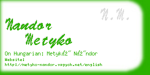 nandor metyko business card